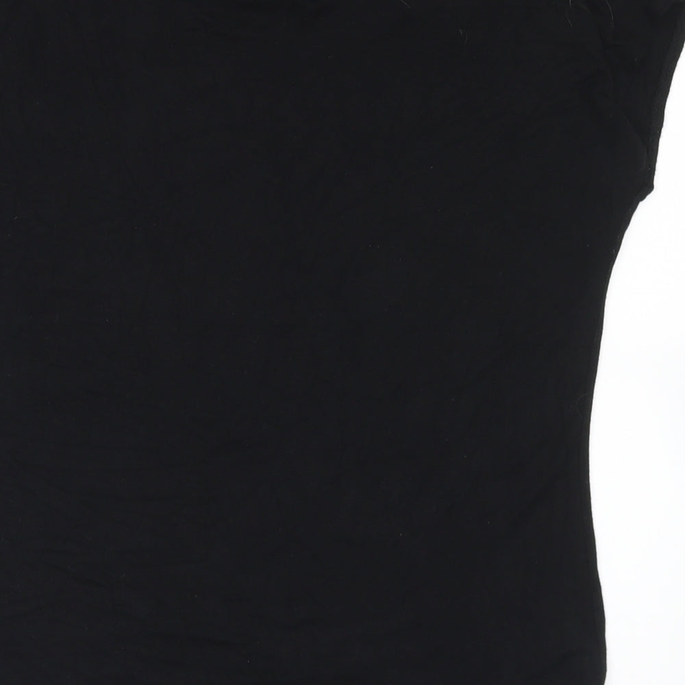 Dunnes Stores Womens Black  Viscose Basic T-Shirt Size 14 Round Neck - Cross