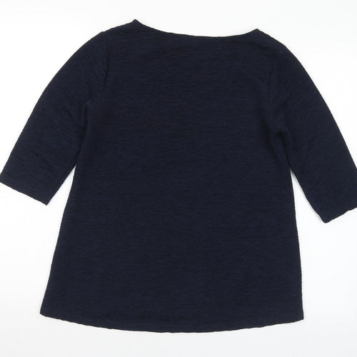 Topshop Womens Blue  Polyester Jersey Blouse Size 8 Round Neck