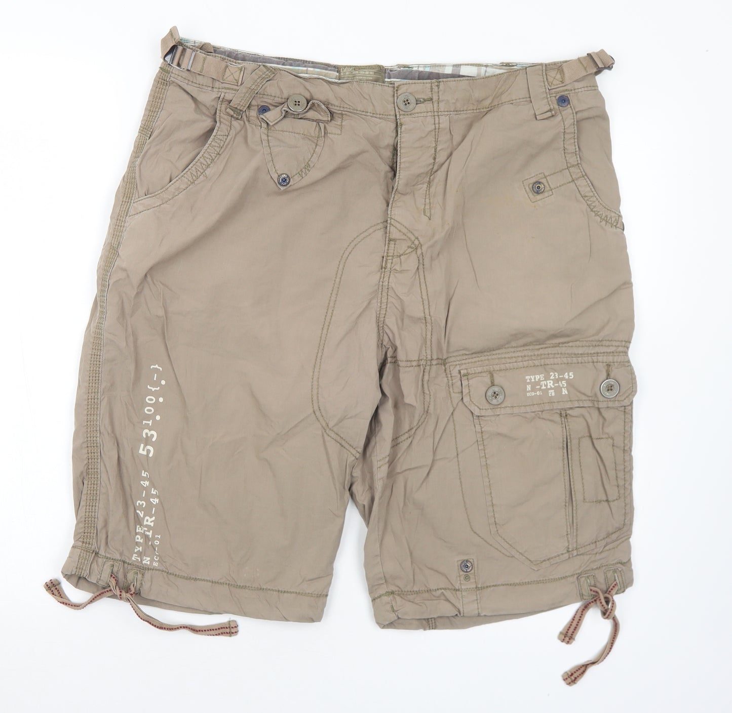 NEXT Mens Beige  Cotton Cargo Shorts Size 36 in L12 in Regular Button