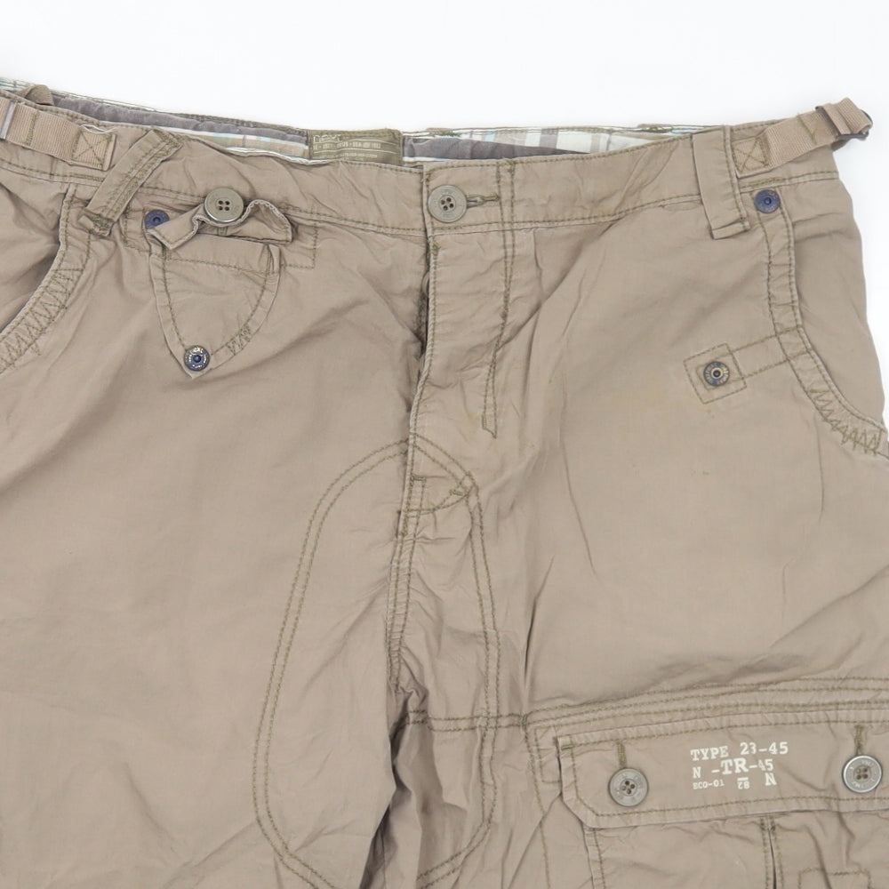 NEXT Mens Beige  Cotton Cargo Shorts Size 36 in L12 in Regular Button