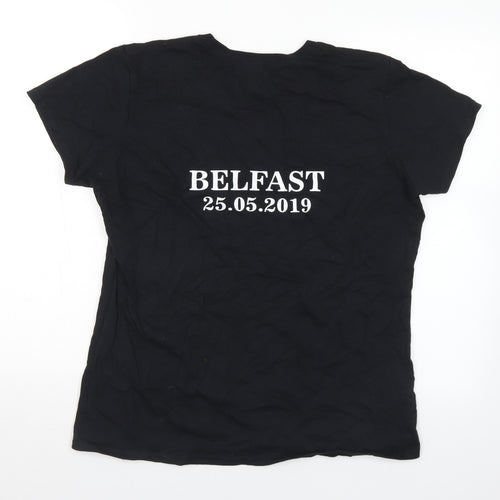 Gildan Womens Black  Cotton Basic T-Shirt Size L Crew Neck - Westlife