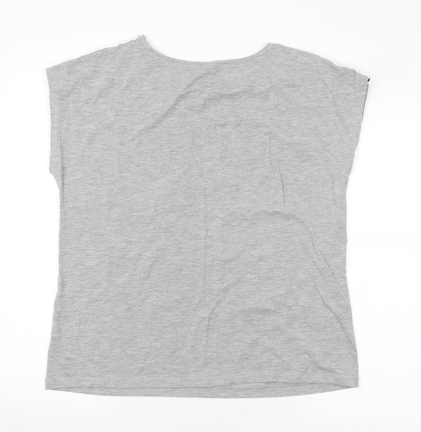 F&F Womens Grey  Polyester Basic T-Shirt Size 12 Round Neck - Mickey Mouse Disney