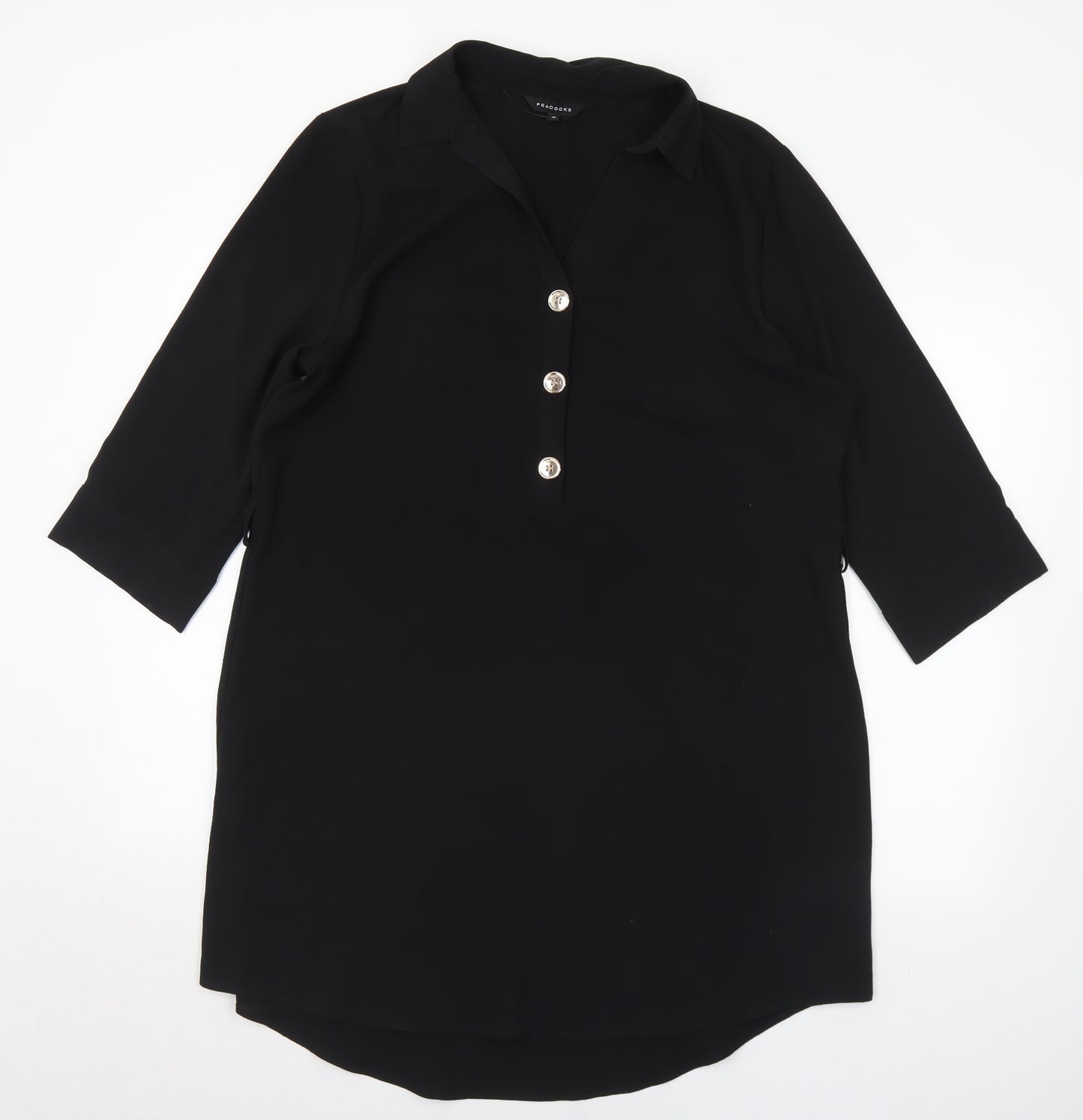 Peacocks Womens Black  Polyester Shirt Dress  Size 16  Collared