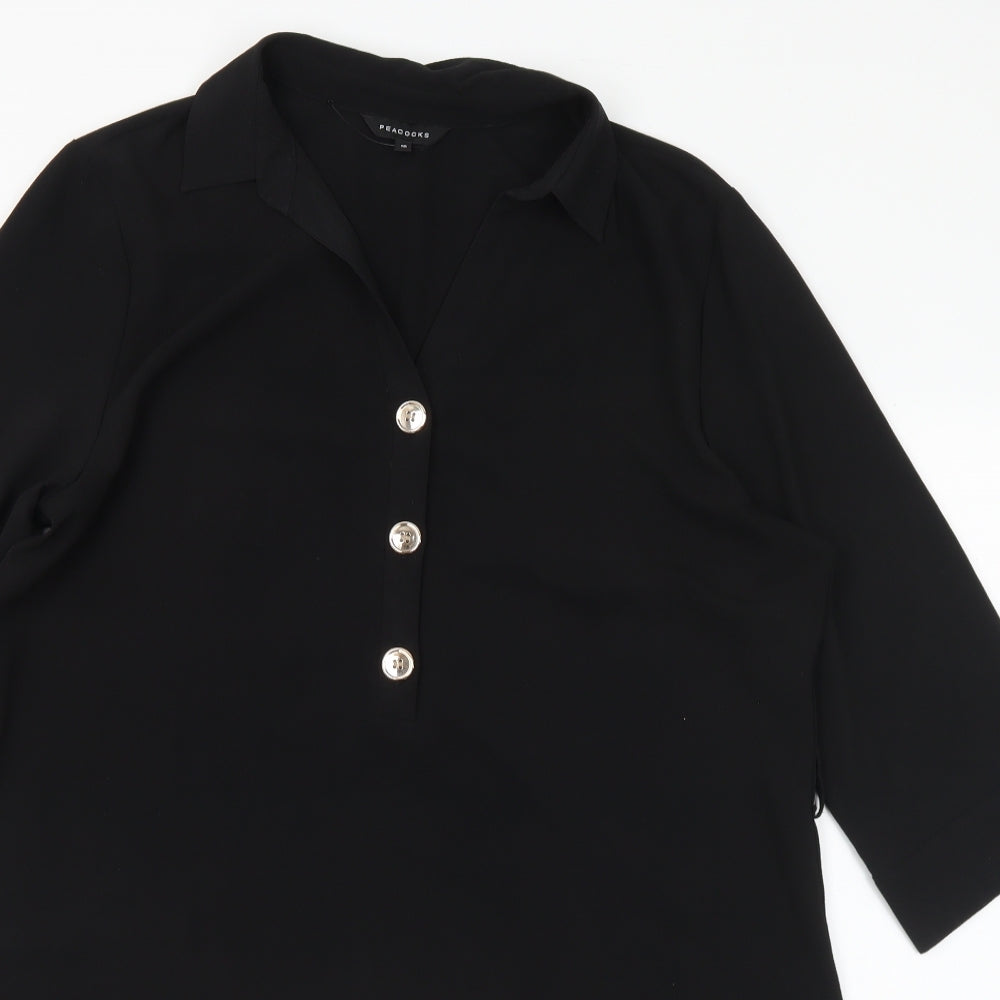 Peacocks Womens Black  Polyester Shirt Dress  Size 16  Collared