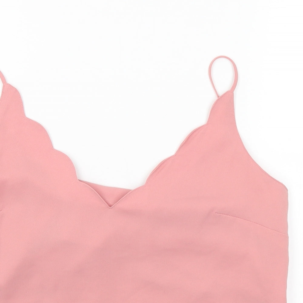 Topshop Womens Pink  Polyester Camisole Tank Size 6 V-Neck