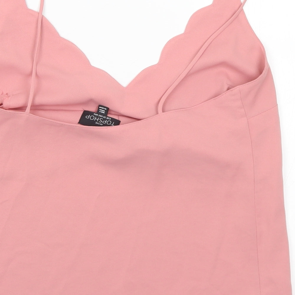 Topshop Womens Pink  Polyester Camisole Tank Size 6 V-Neck