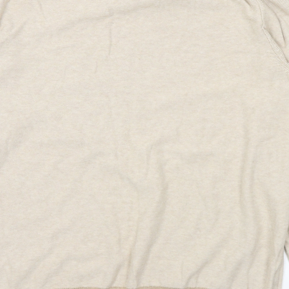 Primark Mens Beige Crew Neck Striped Cotton Pullover Jumper Size XL