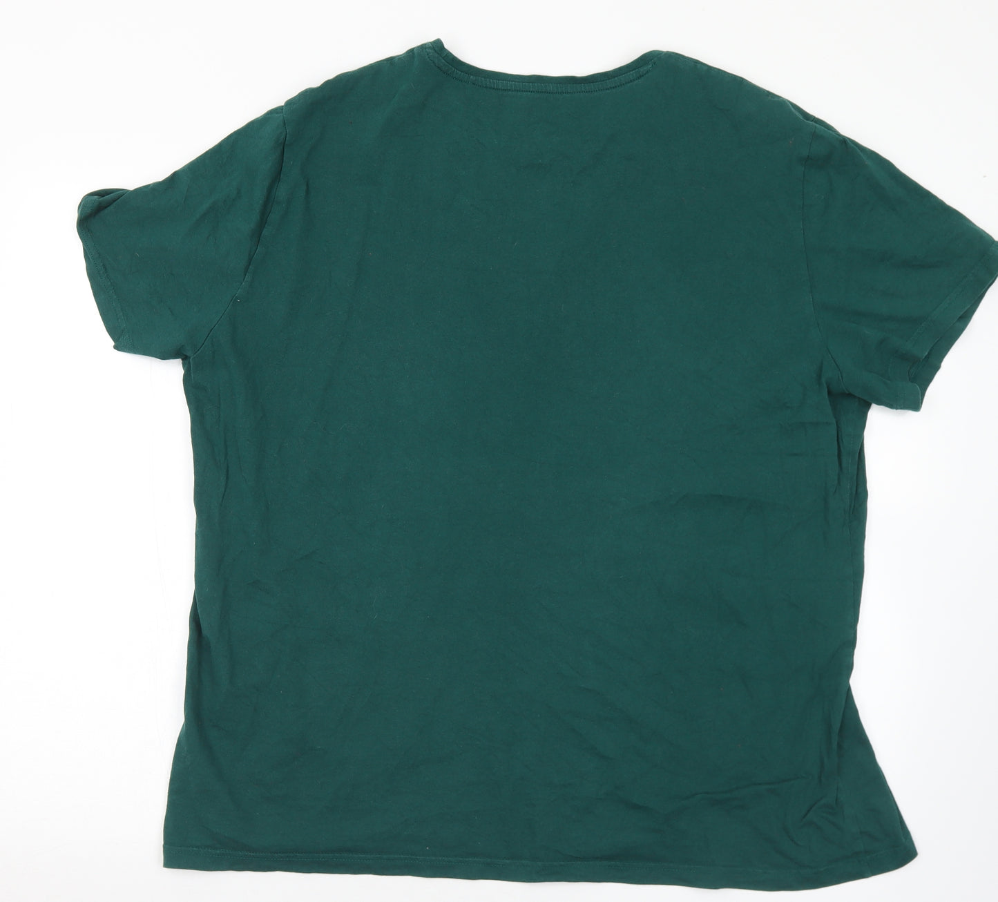 George Mens Green  Cotton  T-Shirt Size 2XL Crew Neck  - Eagle