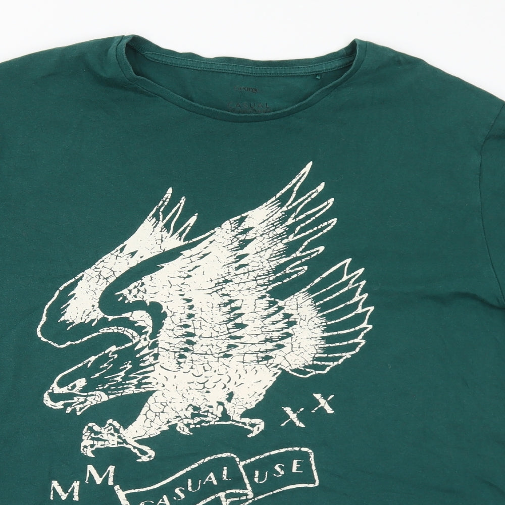 George Mens Green  Cotton  T-Shirt Size 2XL Crew Neck  - Eagle