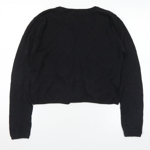 Charm Girls Black Round Neck  Cotton Cardigan Jumper Size 14-15 Years