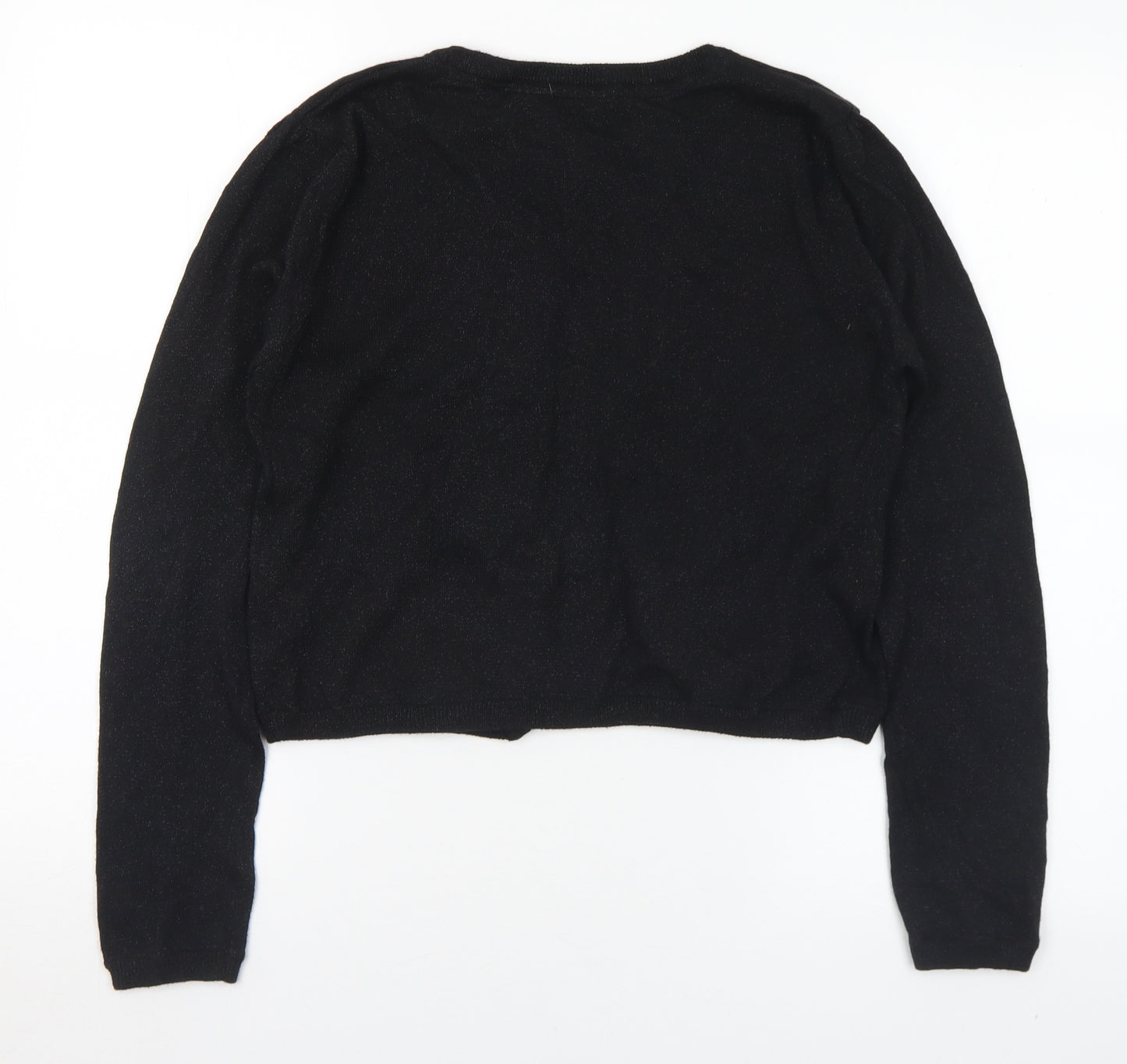 Charm Girls Black Round Neck  Cotton Cardigan Jumper Size 14-15 Years