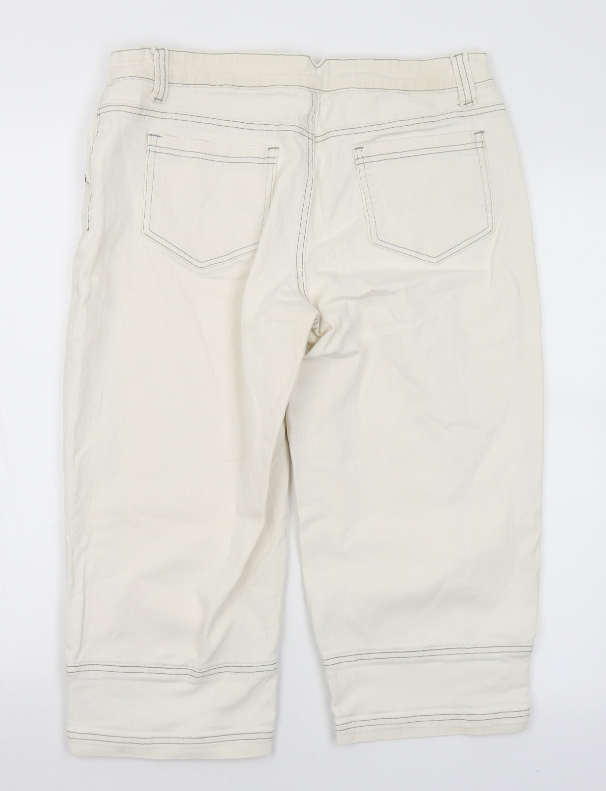 Bonmarché Womens White  Cotton Cropped Jeans Size 16 L20 in Regular Button
