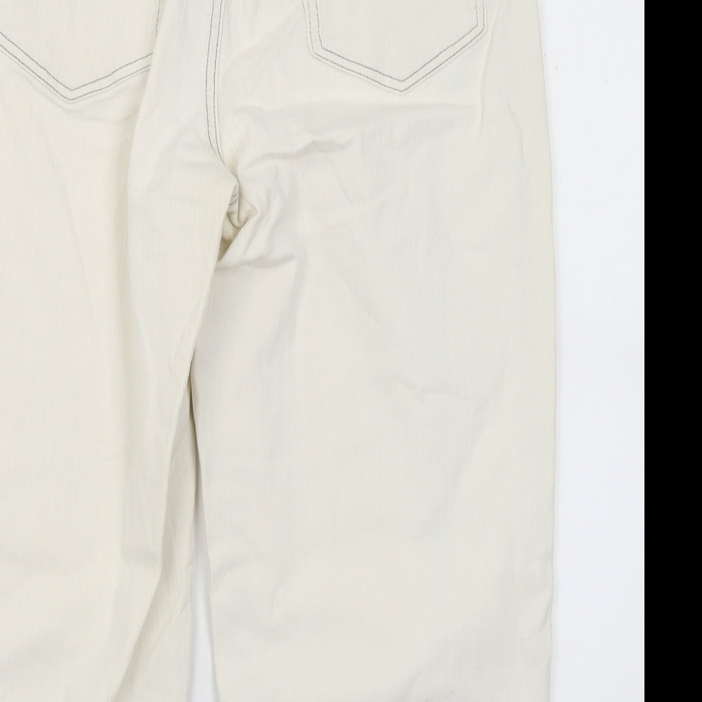 Bonmarché Womens White  Cotton Cropped Jeans Size 16 L20 in Regular Button