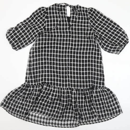 New Look Womens Black Check Polyester A-Line  Size 10  Round Neck