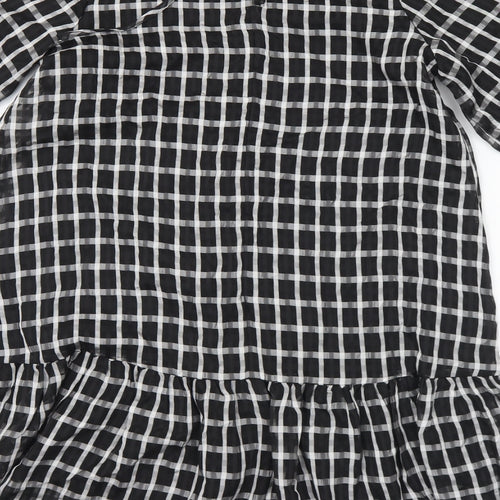New Look Womens Black Check Polyester A-Line  Size 10  Round Neck
