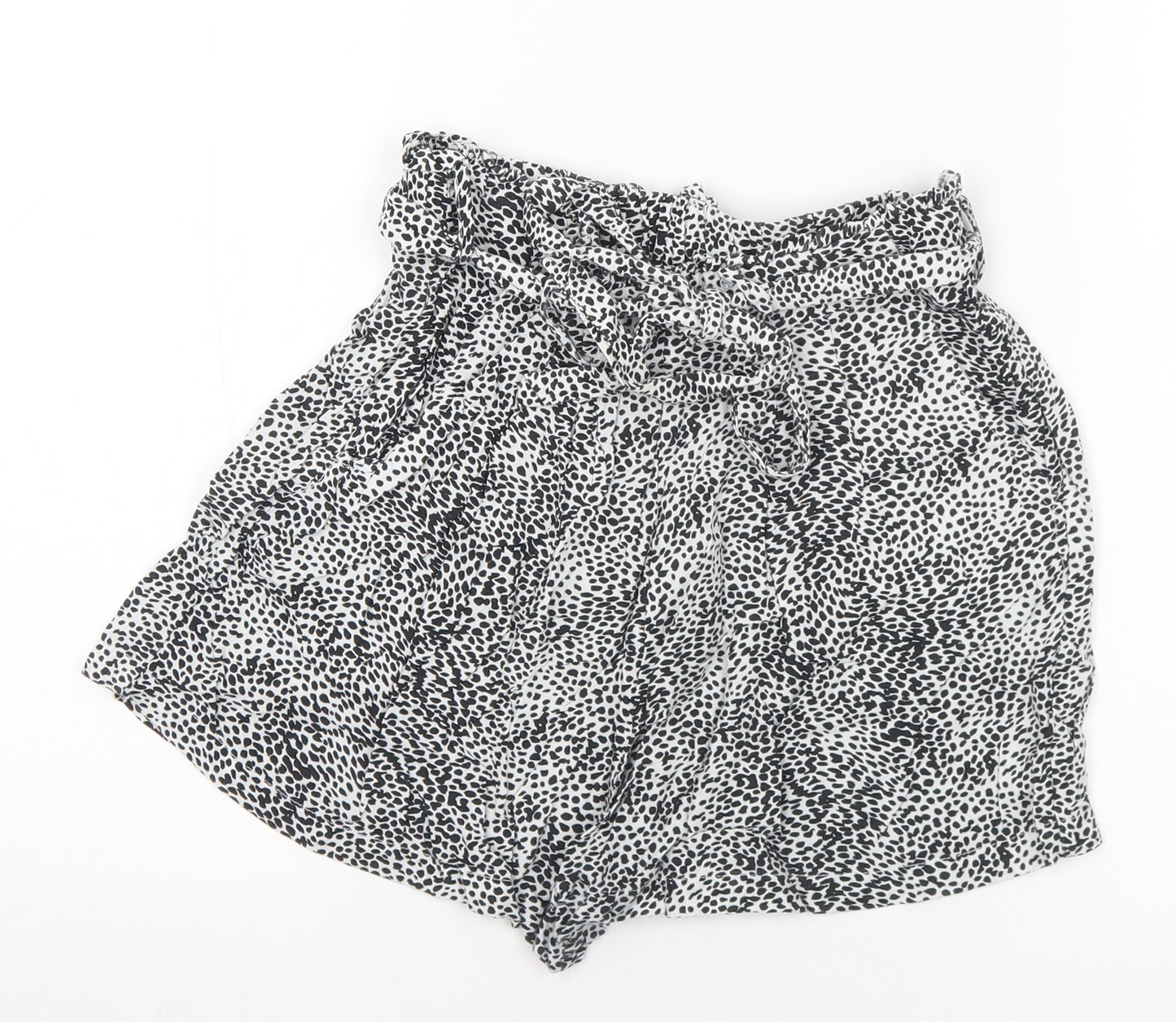 Primark Womens Black Geometric Polyester Hot Pants Shorts Size 10 L3 in Regular