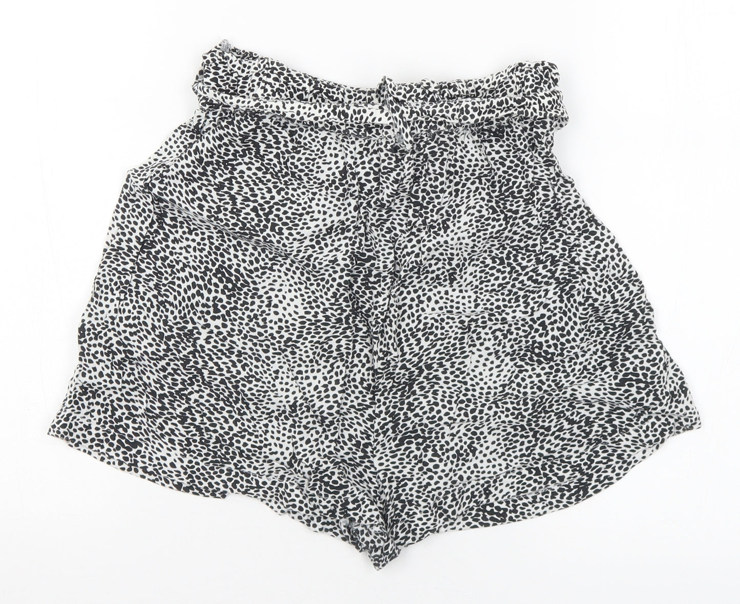 Primark Womens Black Geometric Polyester Hot Pants Shorts Size 10 L3 in Regular