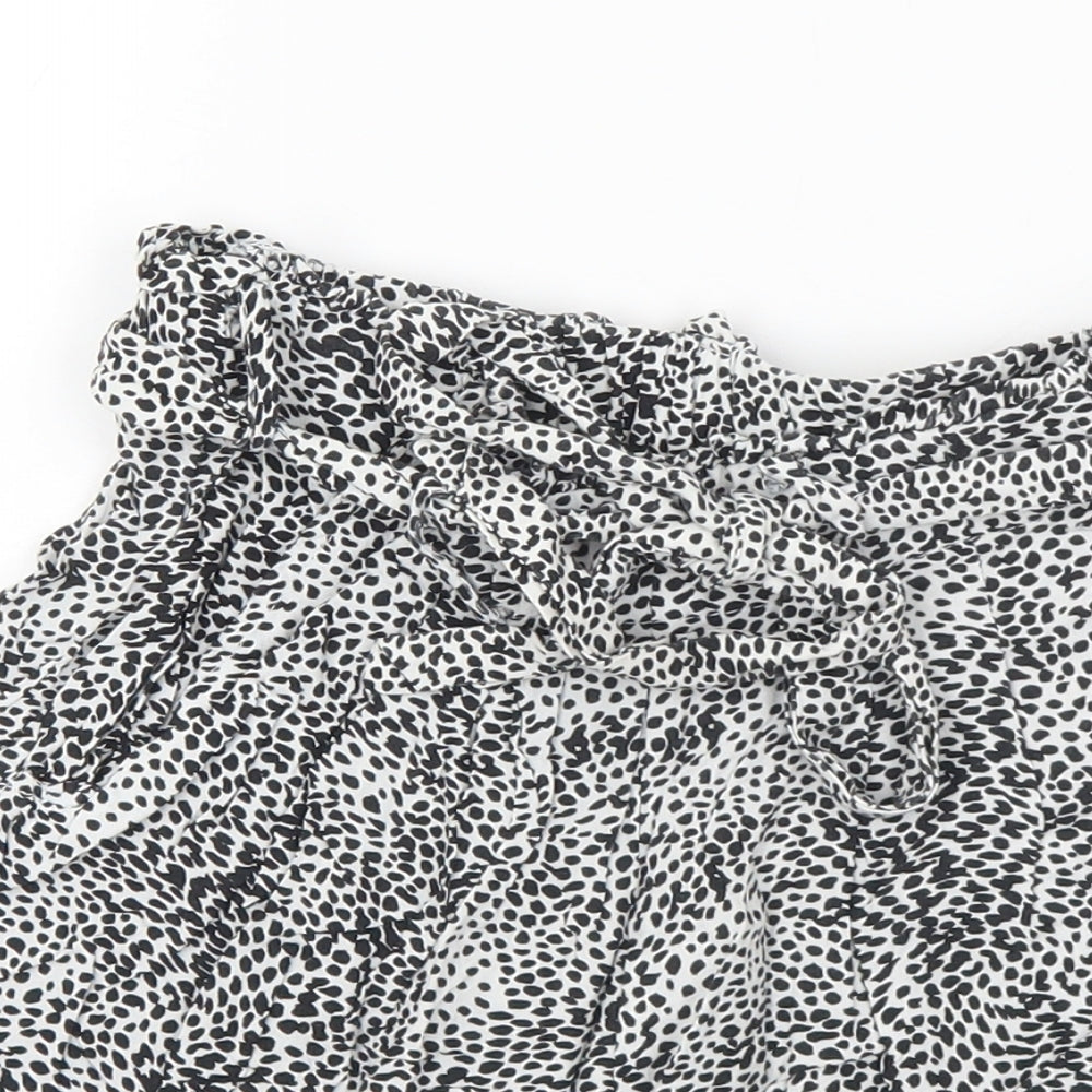 Primark Womens Black Geometric Polyester Hot Pants Shorts Size 10 L3 in Regular