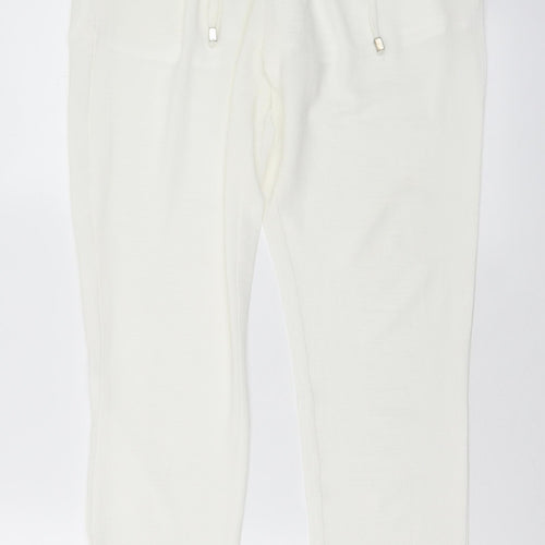 Glamorous Womens White  Polyester Harem Trousers Size 8 L31 in Regular Drawstring