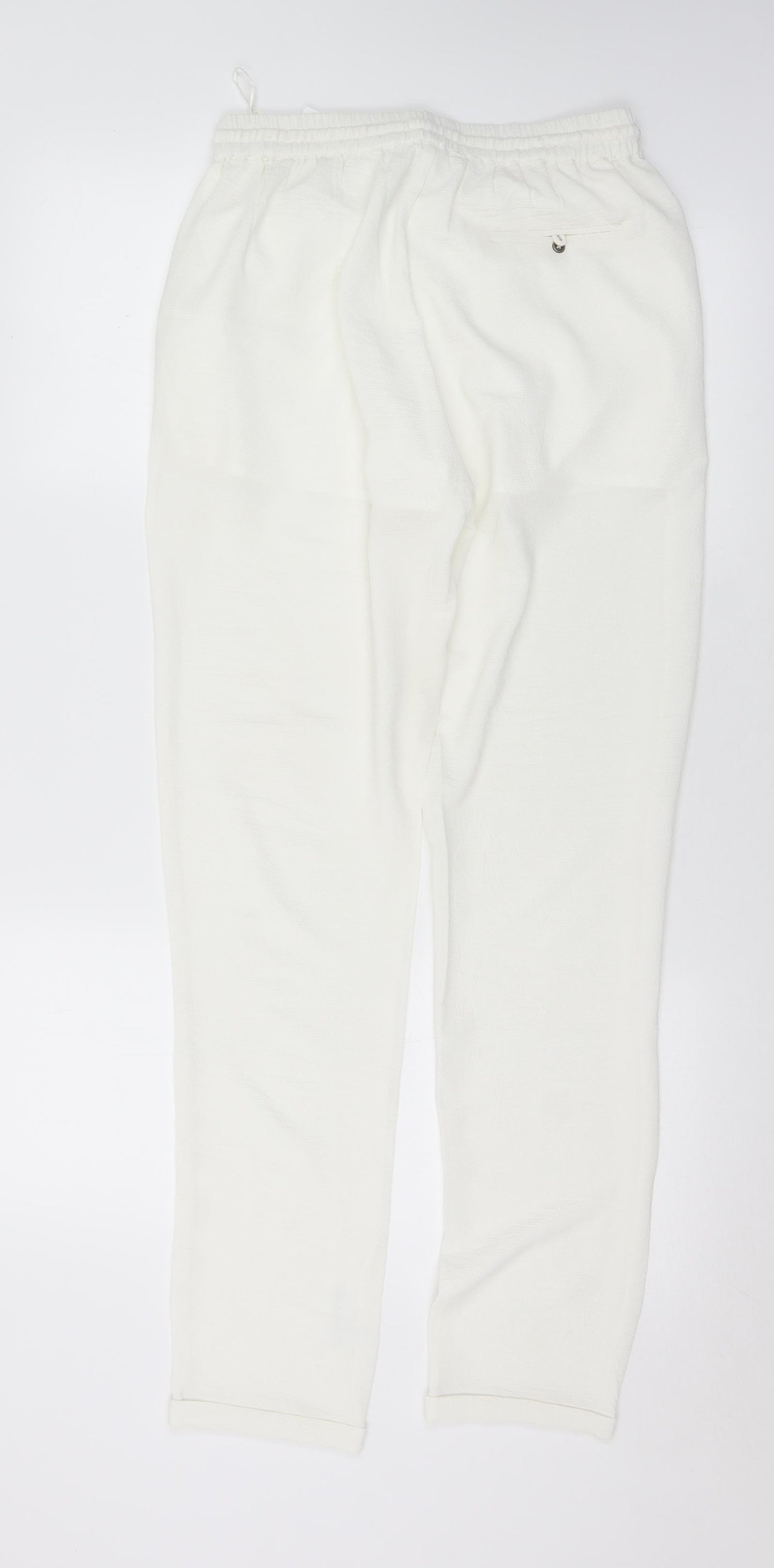 Glamorous Womens White  Polyester Harem Trousers Size 8 L31 in Regular Drawstring