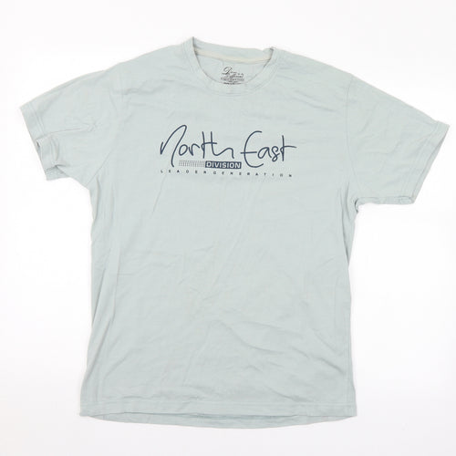Apparal Mens Blue  Cotton  T-Shirt Size L Crew Neck  - North Easr