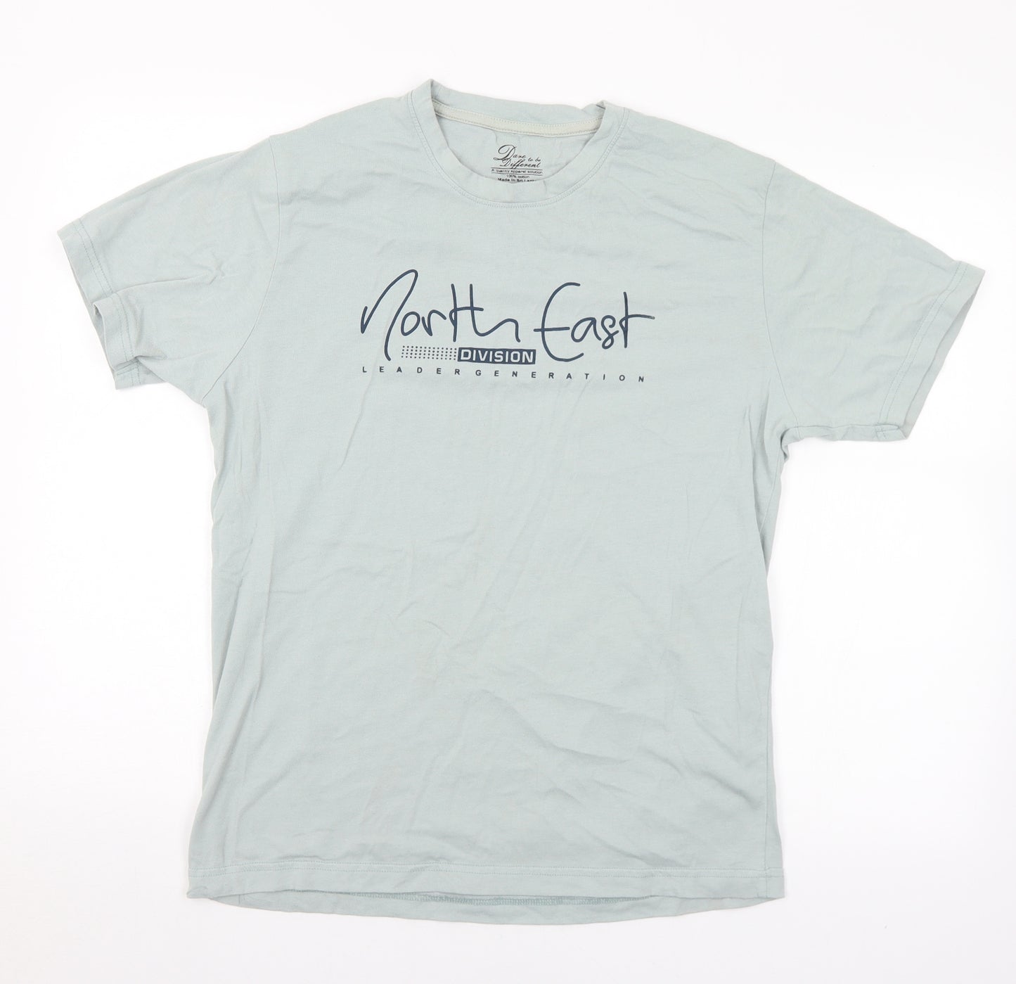 Apparal Mens Blue  Cotton  T-Shirt Size L Crew Neck  - North Easr