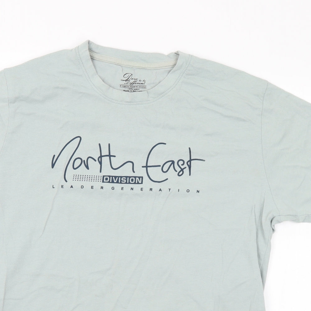 Apparal Mens Blue  Cotton  T-Shirt Size L Crew Neck  - North Easr