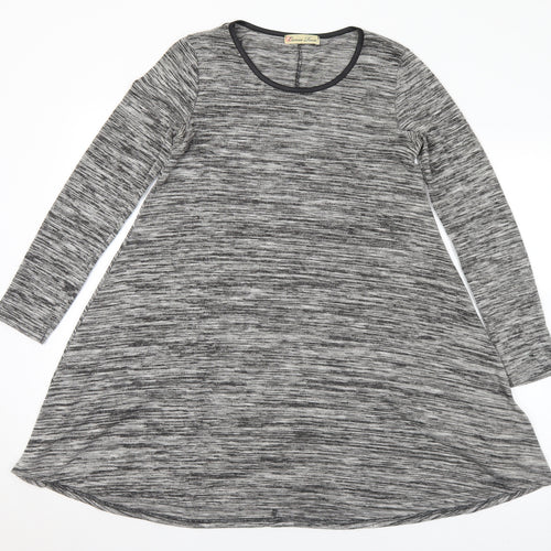Cameo Womens Grey Round Neck  Polyester Tunic Jumper Size 10