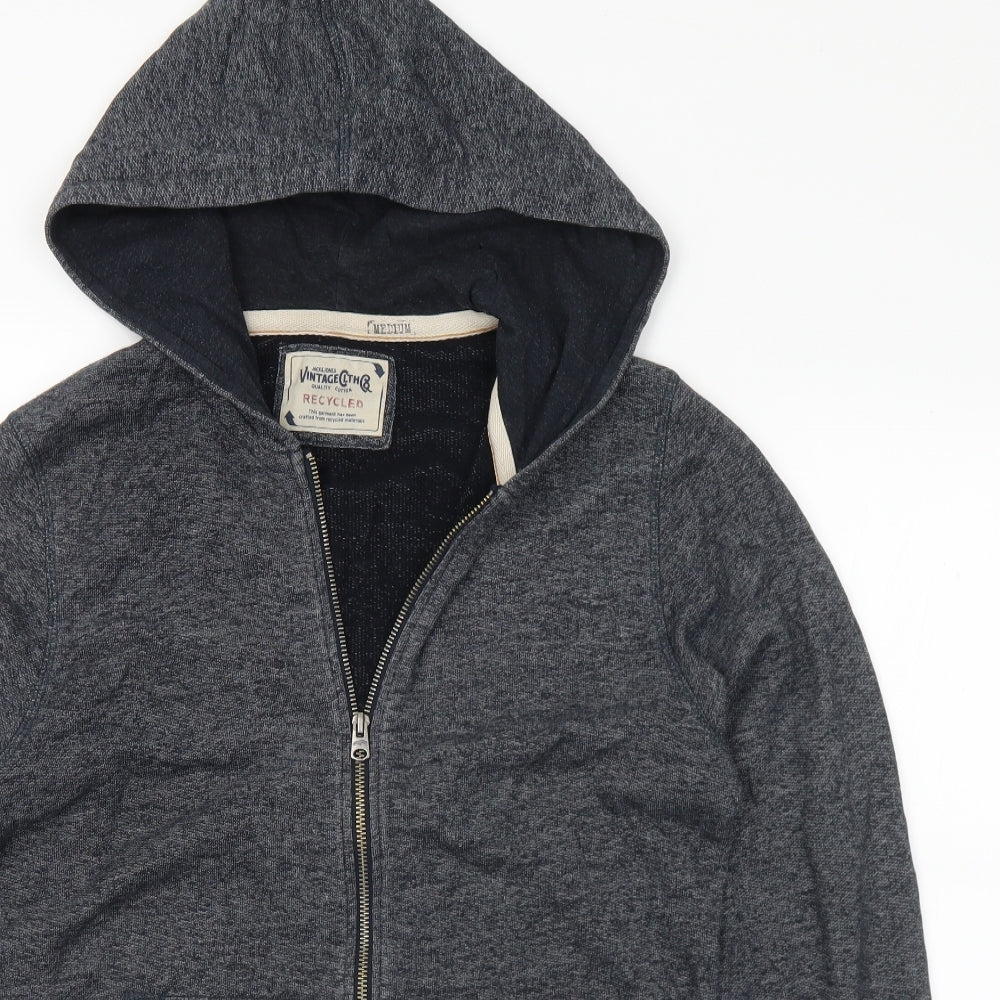 JACK & JONES Mens Grey  Cotton Full Zip Hoodie Size M