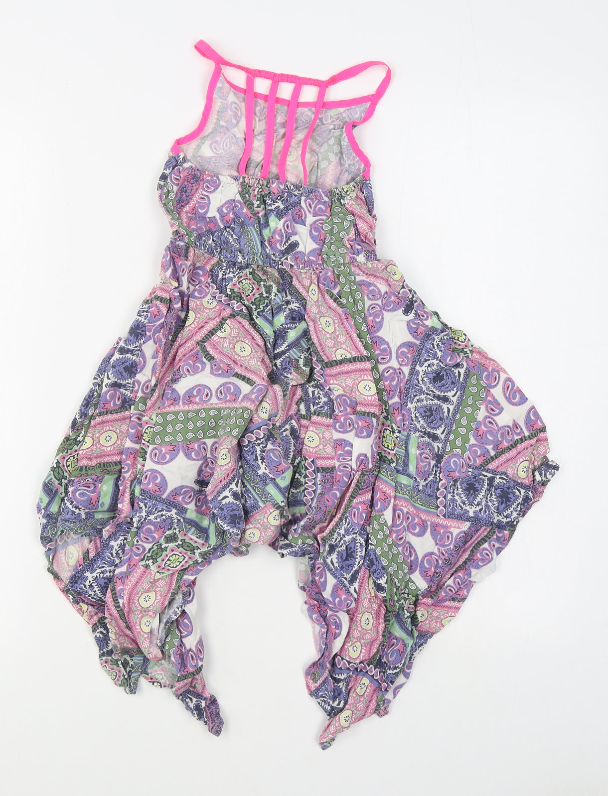 M&Co Girls Multicoloured Geometric Viscose Trapeze & Swing  Size 6-7 Years  Square Neck Pullover
