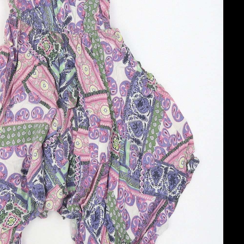 M&Co Girls Multicoloured Geometric Viscose Trapeze & Swing  Size 6-7 Years  Square Neck Pullover