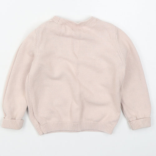F&F Girls Pink Round Neck  Cotton Pullover Jumper Size 3-4 Years  Pullover
