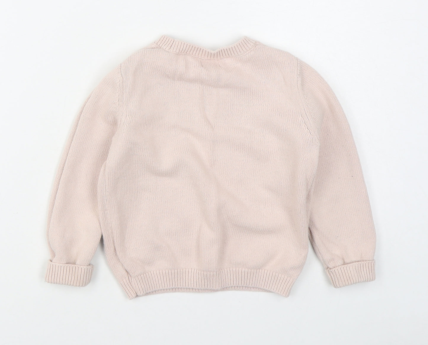 F&F Girls Pink Round Neck  Cotton Pullover Jumper Size 3-4 Years  Pullover