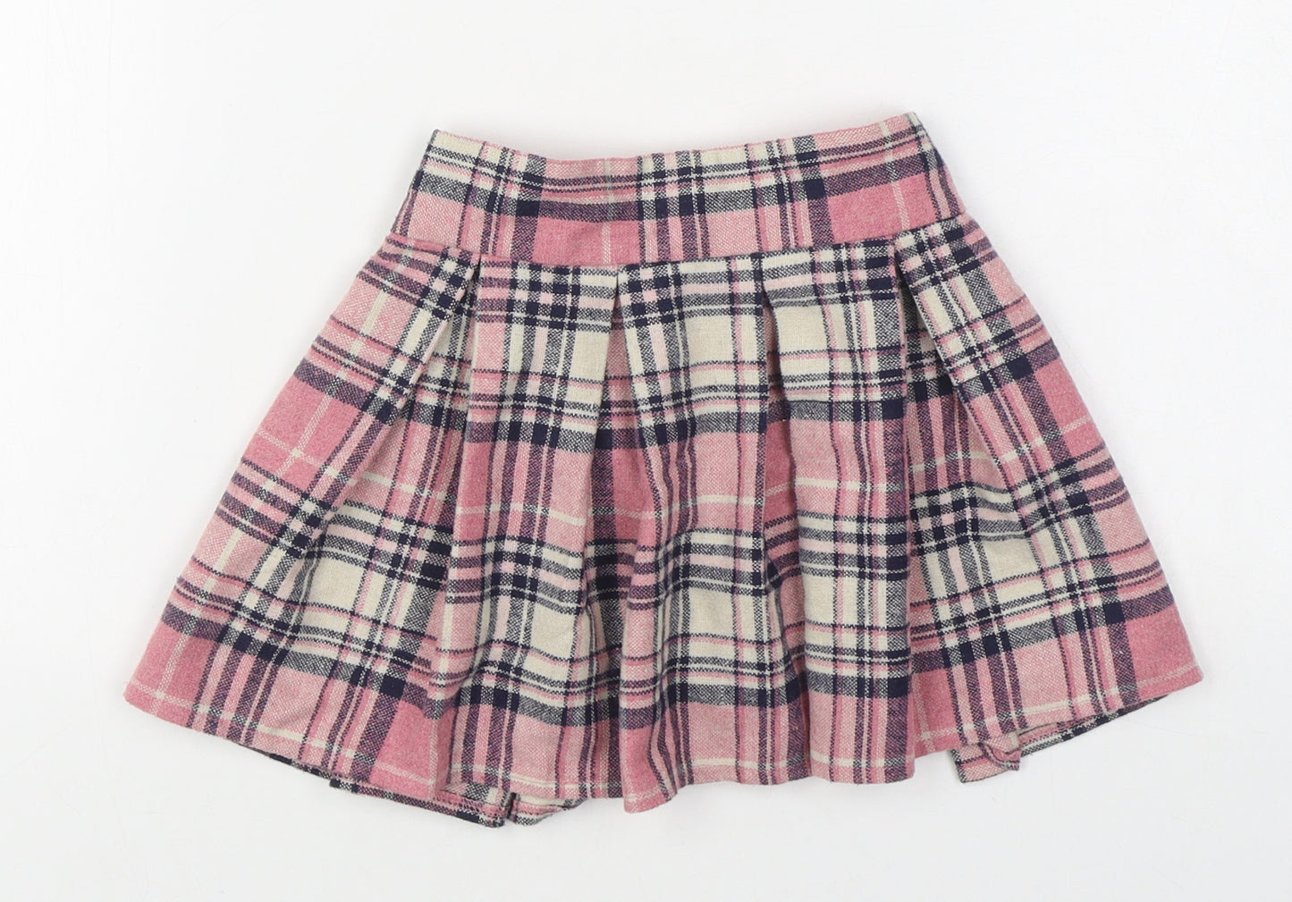 F&F Girls Pink Plaid Acrylic Pleated Skirt Size 3-4 Years  Regular