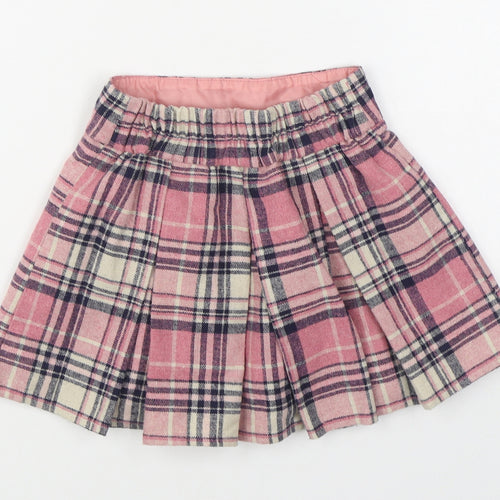 F&F Girls Pink Plaid Acrylic Pleated Skirt Size 3-4 Years  Regular