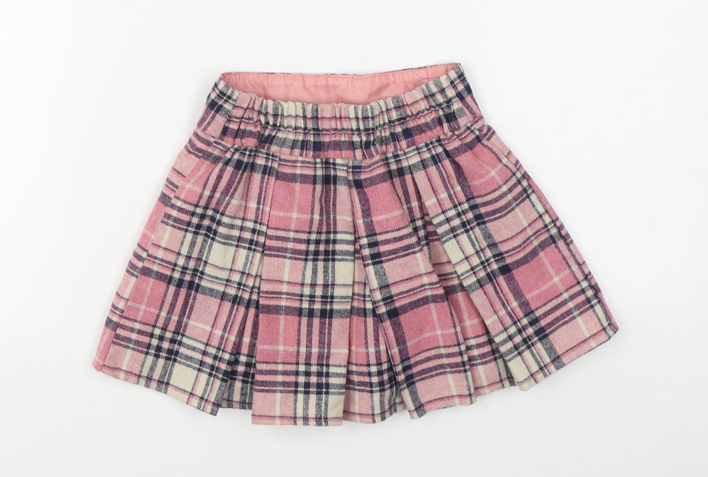 F&F Girls Pink Plaid Acrylic Pleated Skirt Size 3-4 Years  Regular