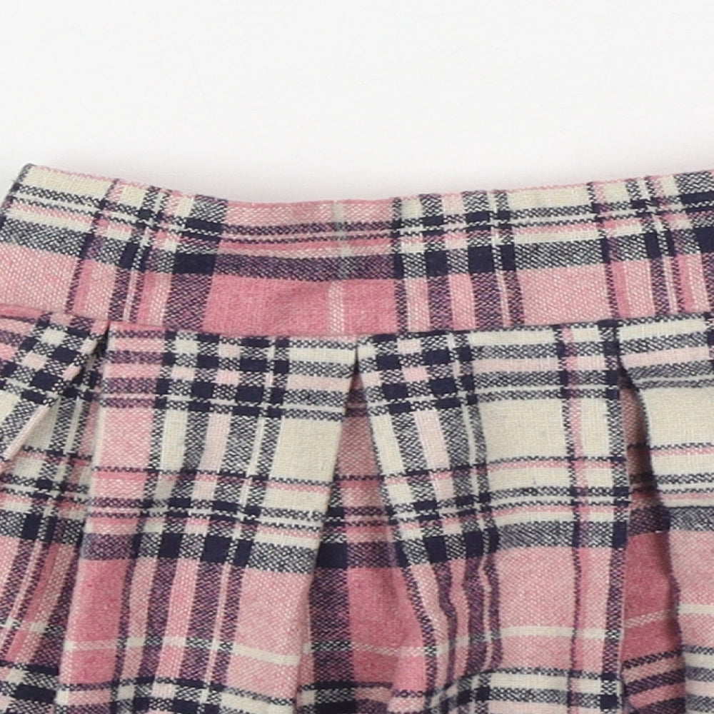 F&F Girls Pink Plaid Acrylic Pleated Skirt Size 3-4 Years  Regular