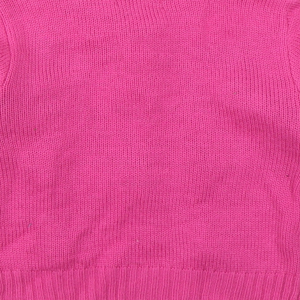 Festive fun Girls Pink Round Neck  Acrylic Pullover Jumper Size 4-5 Years  Pullover - Christmas Jumper
