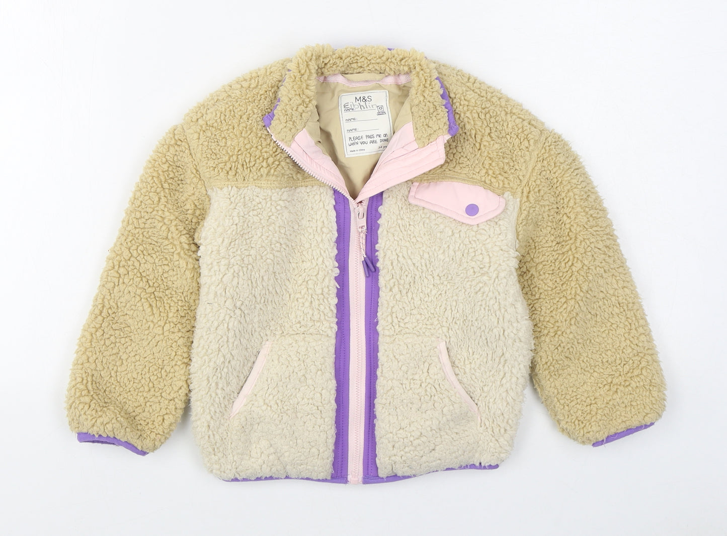 Marks and Spencer Girls Beige   Jacket  Size 3-4 Years  Zip