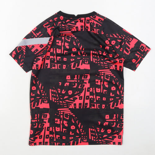 Nike Boys Red Geometric Polyester Basic T-Shirt Size 10-11 Years Round Neck Pullover - LFC
