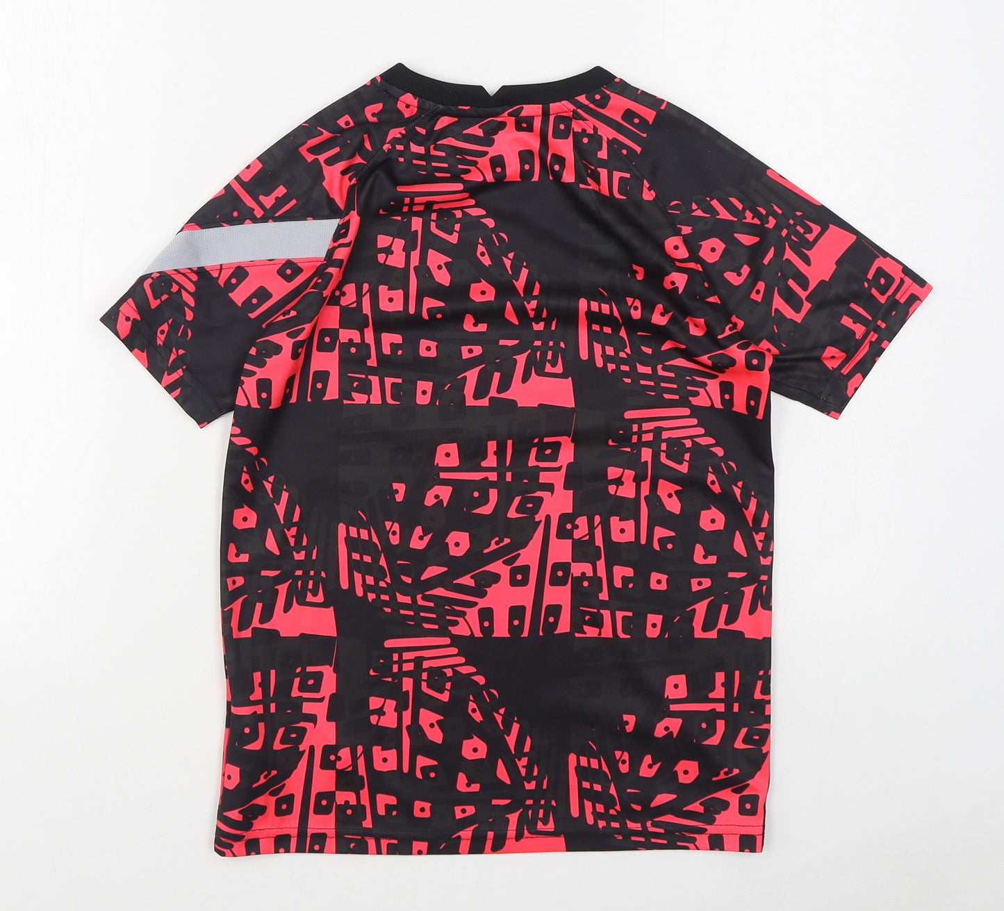 Nike Boys Red Geometric Polyester Basic T-Shirt Size 10-11 Years Round Neck Pullover - LFC