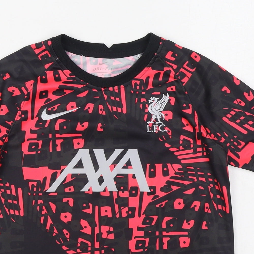 Nike Boys Red Geometric Polyester Basic T-Shirt Size 10-11 Years Round Neck Pullover - LFC