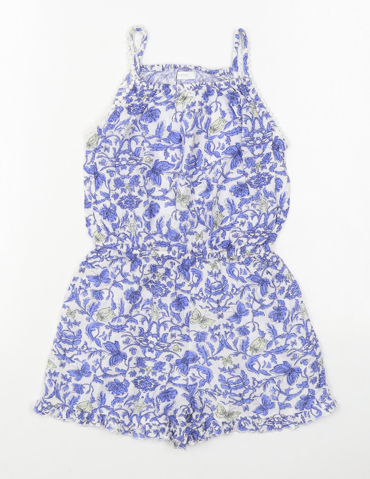 NEXT Girls Blue Geometric Viscose Playsuit One-Piece Size 8 Years  Pullover