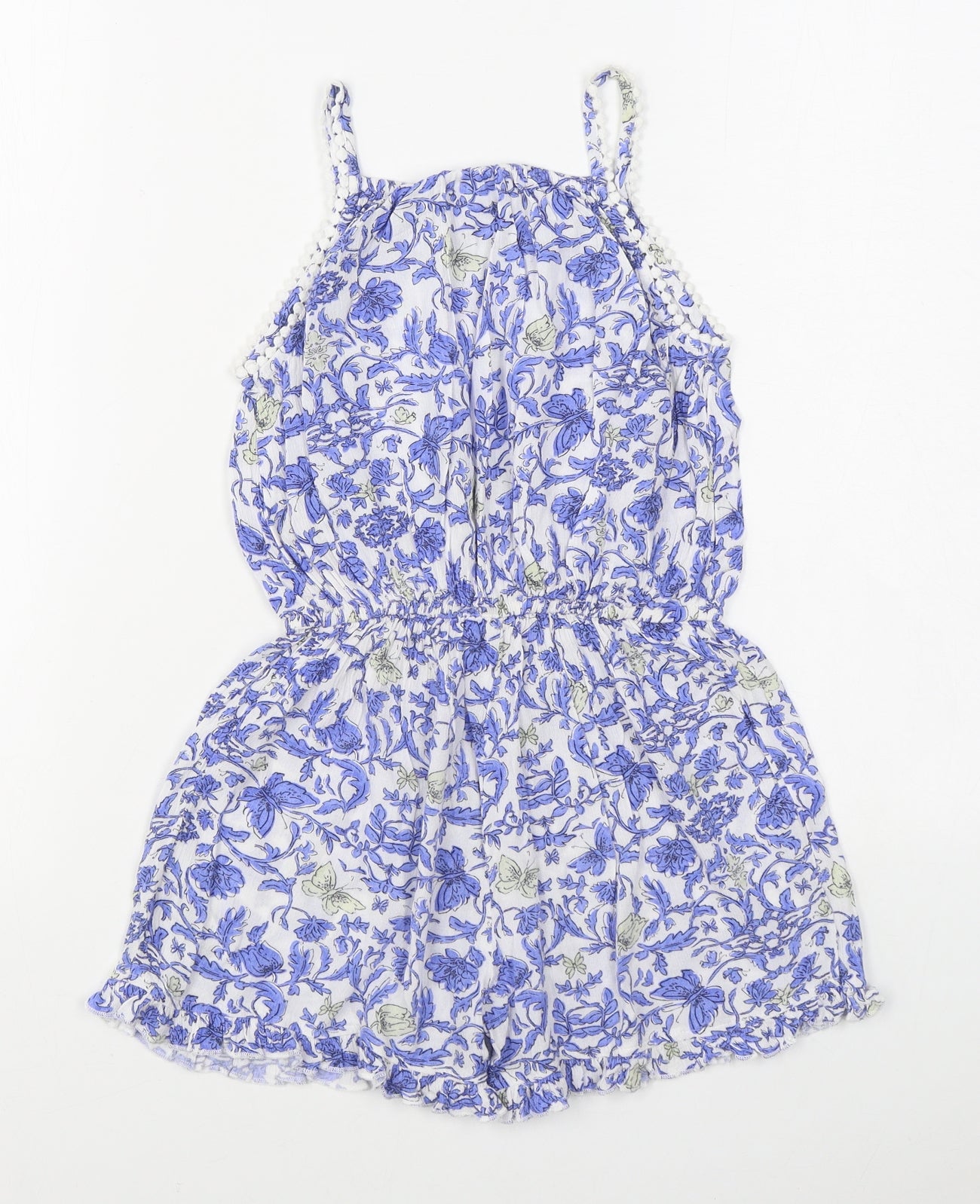 NEXT Girls Blue Geometric Viscose Playsuit One-Piece Size 8 Years  Pullover