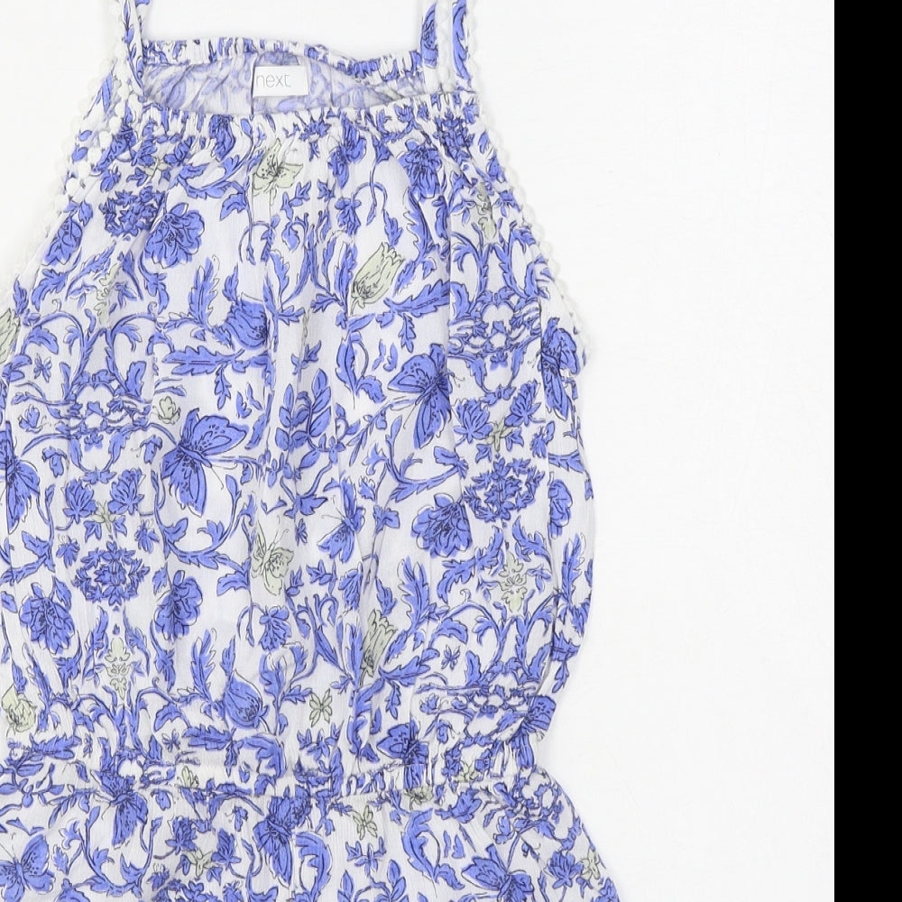 NEXT Girls Blue Geometric Viscose Playsuit One-Piece Size 8 Years  Pullover