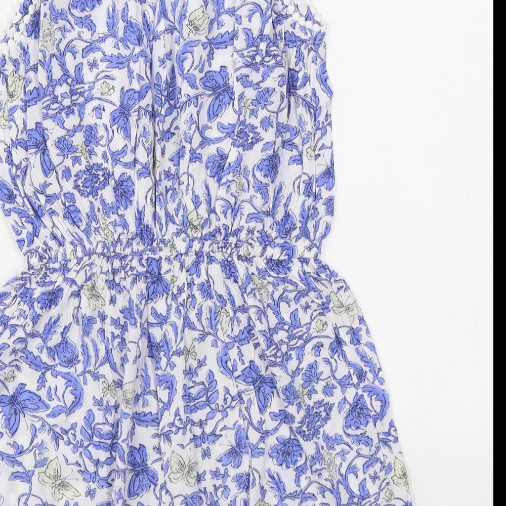 NEXT Girls Blue Geometric Viscose Playsuit One-Piece Size 8 Years  Pullover