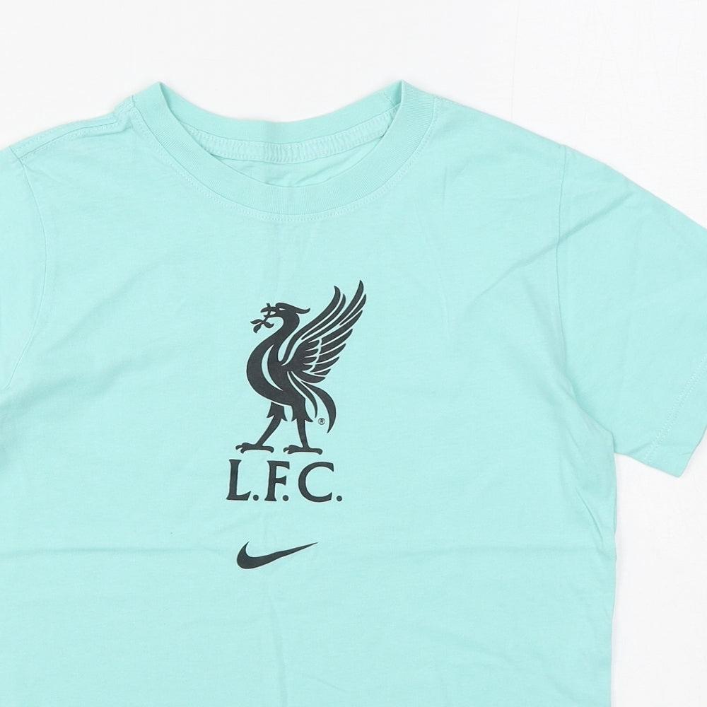 Nike Boys Blue  100% Cotton Basic T-Shirt Size 10-11 Years Round Neck Pullover - LFC