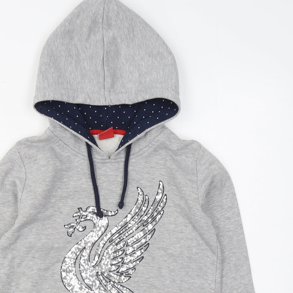 LFC Girls Grey  Cotton Pullover Hoodie Size 11-12 Years  Pullover