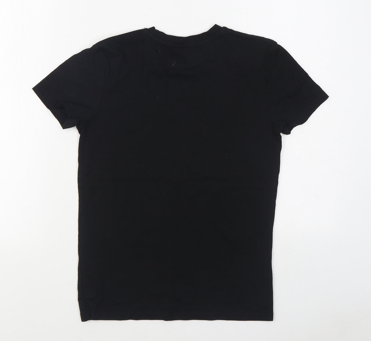 Primark Boys Black  Cotton Basic T-Shirt Size 9-10 Years Round Neck Pullover