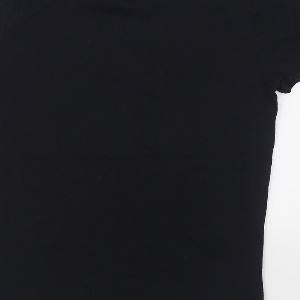 Primark Boys Black  Cotton Basic T-Shirt Size 9-10 Years Round Neck Pullover